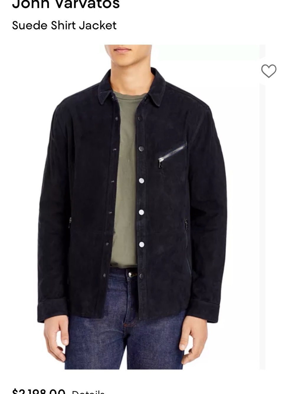 NWT!! John Varvatos Suede Shirt Jacket (retails for $2198)